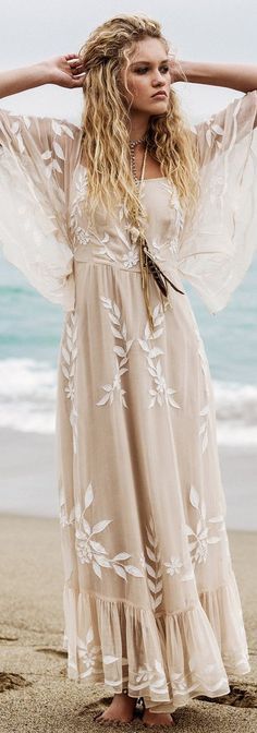 Witte bohemian jurk