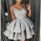 Korte zilveren prom jurk